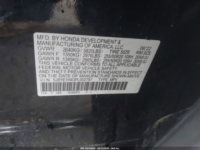 5J8YE1H43PL002787 Acura Mdx Technology Package