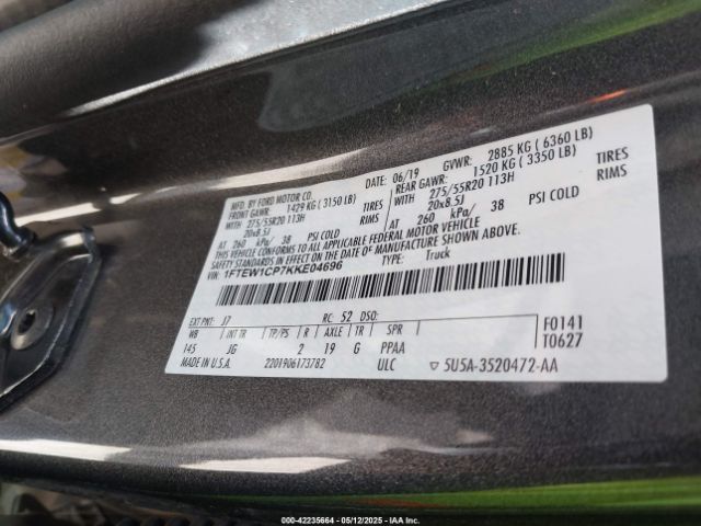 2019 FORD F-150 1FTEW1CP7KKE04696 Photo 8