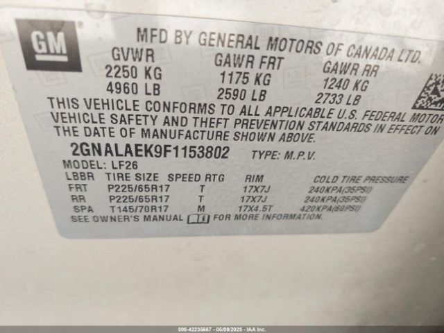 2GNALAEK9F1153802 Chevrolet EQUINOX LS