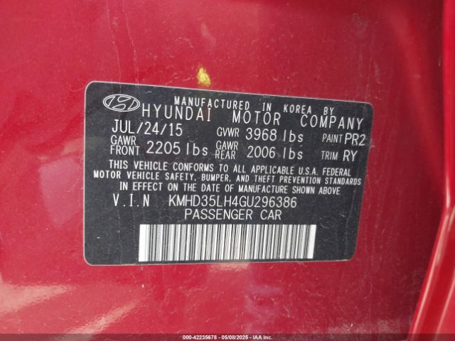 KMHD35LH4GU296386 Hyundai ELANTRA GT