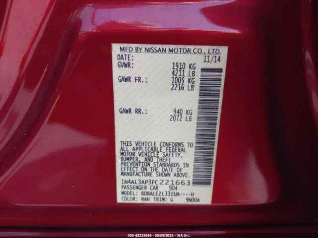 1N4AL3AP3FC221663 Nissan Altima 2.5 S