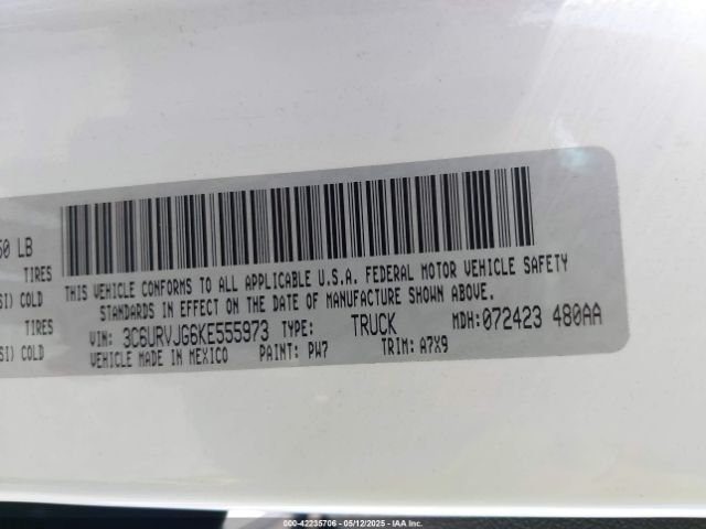 3C6URVJG6KE555973 RAM Promaster 3500 Cargo Van High Roof 159 Wb Ext