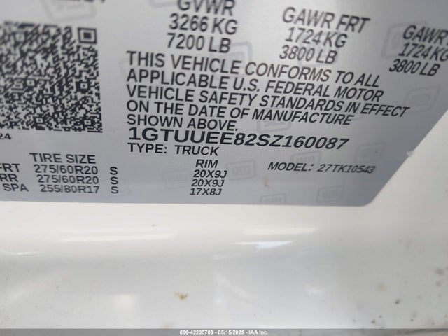 1GTUUEE82SZ160087 GMC lz0