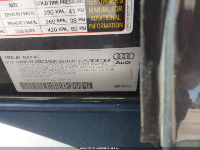 2008 AUDI A3 WAUKD78P58A036678 Photo 8