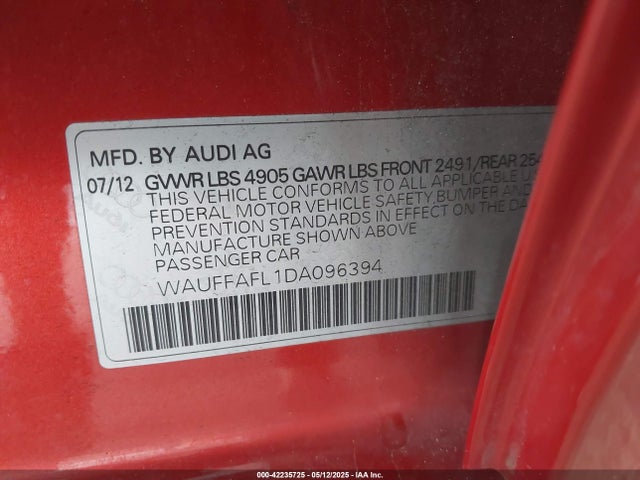 2013 AUDI A4 WAUFFAFL1DA096394 Photo 8