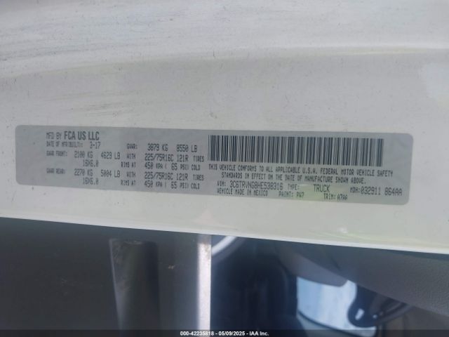 3C6TRVNG8HE538316 RAM Promaster 1500 Low Roof 118 Wb