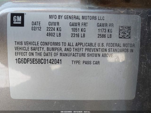2012 CADILLAC CTS 1G6DF5E58C0142041 Photo 8