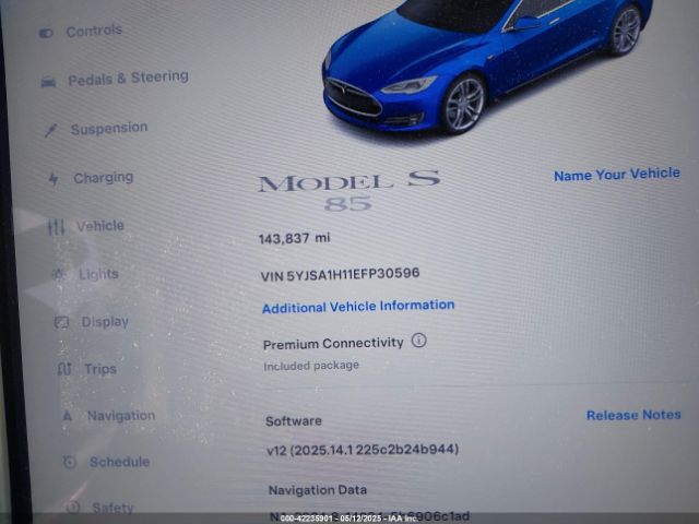 5YJSA1H11EFP30596 Tesla Model S P85
