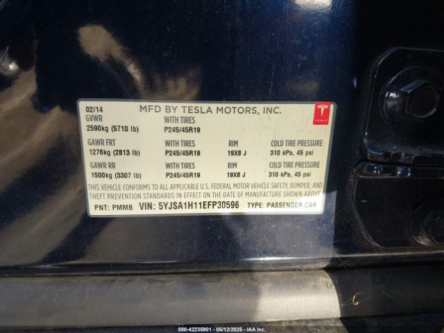 5YJSA1H11EFP30596 Tesla Model S P85
