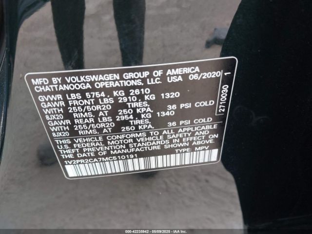 2021 VOLKSWAGEN ATLAS 1V2PR2CA7MC510191 Photo 8