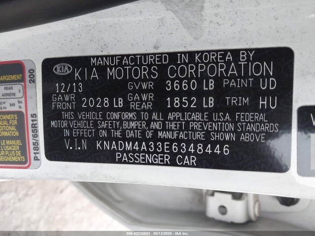 Aukcja sprzedaży 2014 Kia Rio Lx, vin: KNADM4A33E6348446, numer aukcji: 42235982