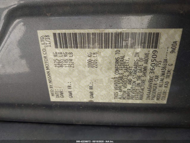 Nissan Maxima 3.5 Sv 2019 1N4AA6AV8KC360509 Image 26