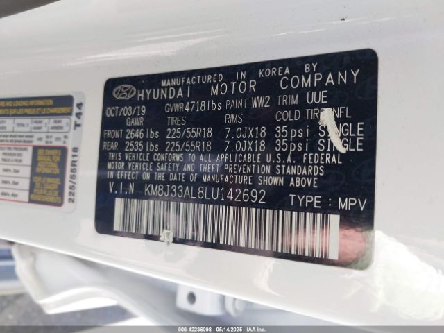 KM8J33AL8LU142692 Hyundai TUCSON SEL