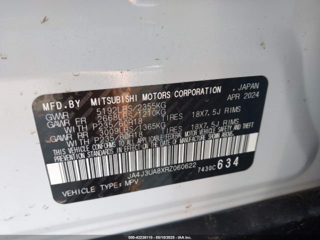 2024 MITSUBISHI OUTLANDER JA4J3UA8XRZ060622 Photo 8