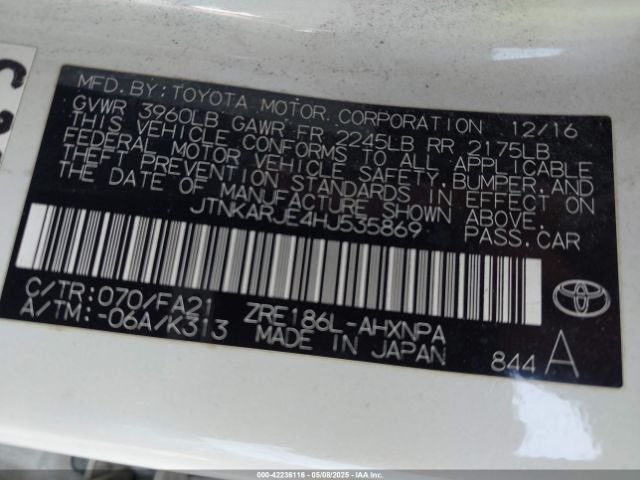 JTNKARJE4HJ535869 Toyota COROLLA IM