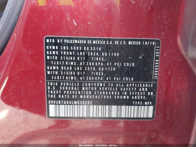 2020 VOLKSWAGEN TIGUAN 3VV2B7AX4LM039202 Photo 8