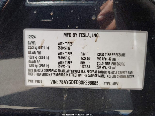 2025 TESLA MODEL Y 7SAYGDED3SF266685 Photo 8