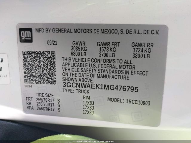 2021 CHEVROLET SILVERADO 1500 3GCNWAEK1MG476795 Photo 8