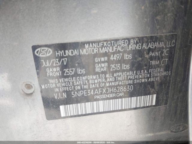 5NPE34AFXJH628630 Hyundai SONATA SEL