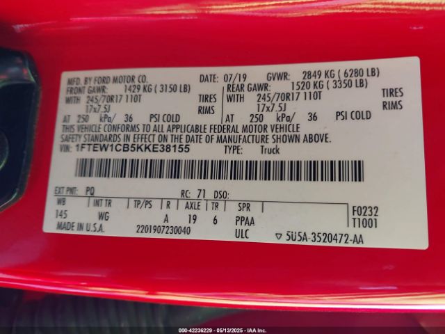 2019 FORD F-150 1FTEW1CB5KKE38155 Photo 8