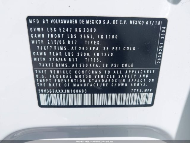 3VV3B7AXXJM188683 Volkswagen Tiguan