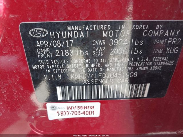 2018 HYUNDAI ELANTRA KMHD74LF0JU451908 Photo 8
