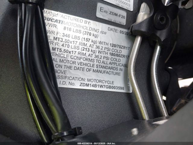 2016 DUCATI SUPERBIKE ZDM14B1W7GB003598 Photo 9