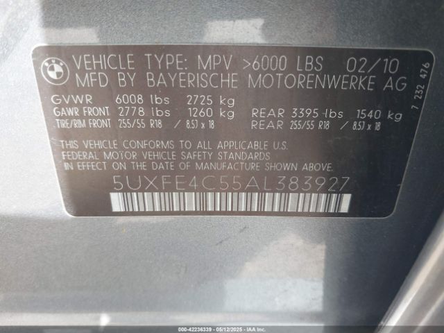 2010 BMW X5 5UXFE4C55AL383927 Photo 8