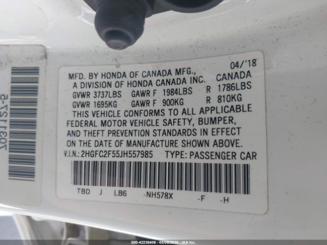 2HGFC2F55JH557985 Honda Civic Lx