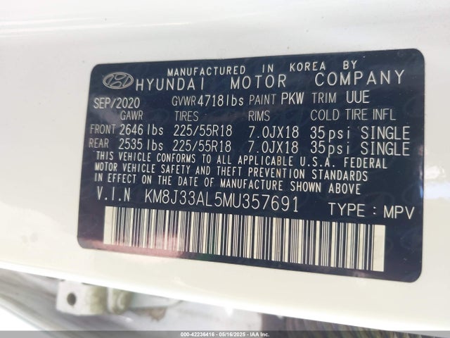 KM8J33AL5MU357691 Hyundai gdi theta ii