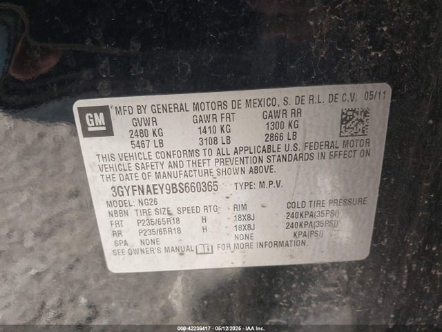 2011 CADILLAC SRX 3GYFNAEY9BS660365 Photo 8