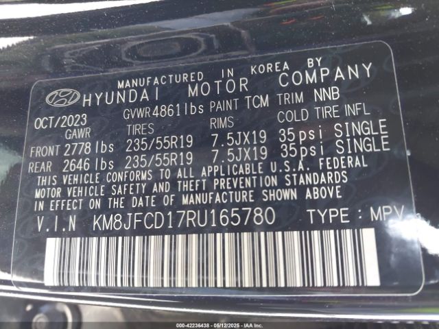 KM8JFCD17RU165780 Hyundai Tucson Hybrid N Line