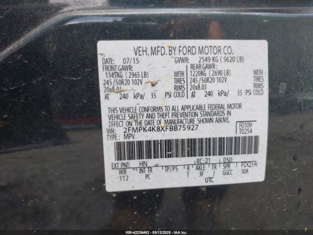 2FMPK4K8XFBB75927 Ford Edge Titanium
