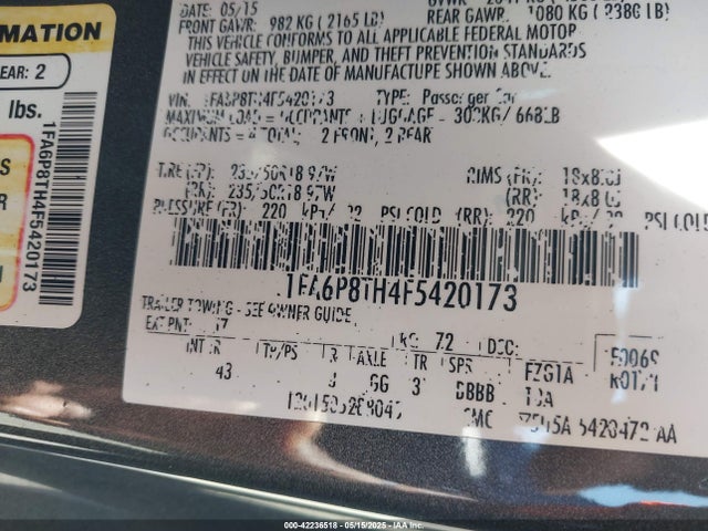 Ford Mustang Ecoboost 2015 1FA6P8TH4F5420173 Image 9