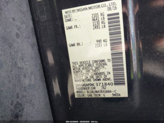 1N4AA6AP0HC371840 Nissan Maxima 3.5 Platinum