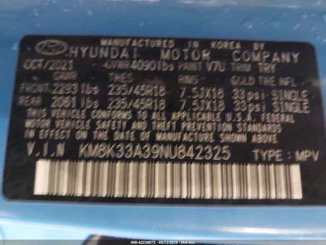 2022 HYUNDAI KONA KM8K33A39NU842325 Photo 8