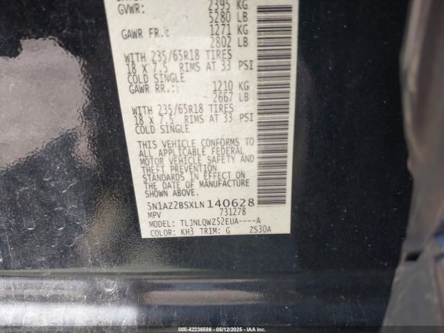 2020 NISSAN MURANO 5N1AZ2BSXLN140628 Photo 8
