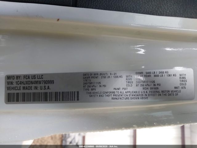 1C4HJXDN4MW790999 Jeep Wrangler Unlimited Sport 4x4