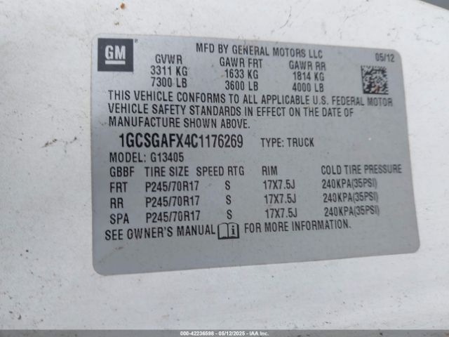 2012 CHEVROLET EXPRESS 1500 1GCSGAFX4C1176269 Photo 8