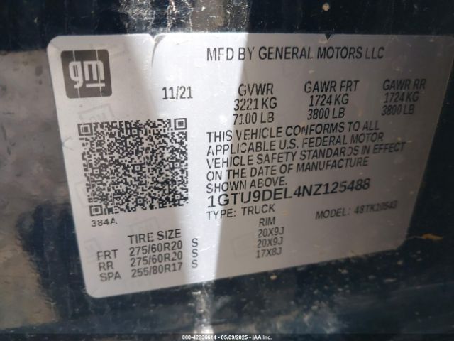 1GTU9DEL4NZ125488 GMC Sierra 1500 Limited 4wd  Short Box Slt