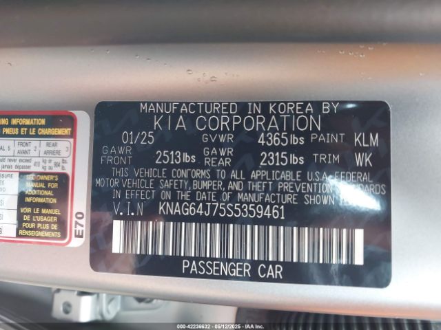 KNAG64J75S5359461 KIA K5 Gt-line
