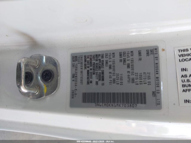 3N6CM0KN1MK703807 Nissan Nv200  Cargo Sv Xtronic Cvt