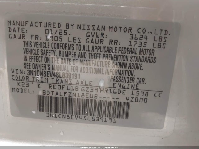 Nissan Versa 1.6 Sv 2025 3N1CN8EV4SL839191 Image 9