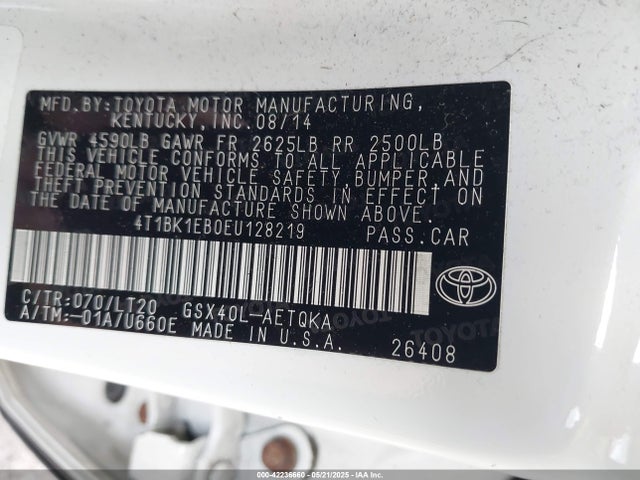 Toyota 2gr-fe 2014 4T1BK1EB0EU128219 Image 9