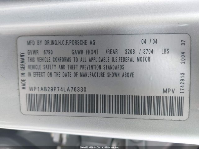 2004 PORSCHE CAYENNE WP1AB29P74LA76330 Photo 8