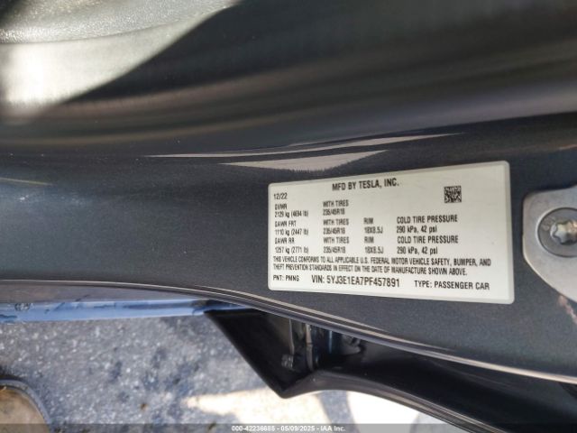 5YJ3E1EA7PF457891 Tesla Model 3 Rear-wheel Drive