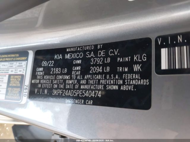 3KPF24AD5PE540474 KIA Forte Lxs
