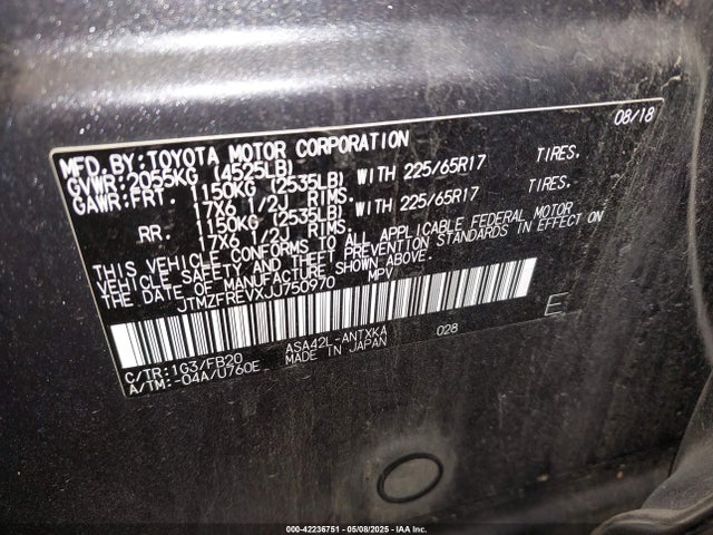 JTMZFREVXJJ750970 Toyota RAV4 LE
