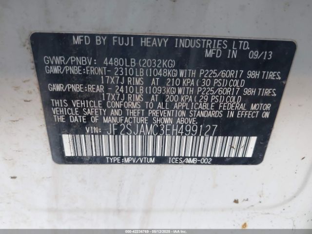 JF2SJAMC3EH499127 Subaru Forester 2.5i Touring