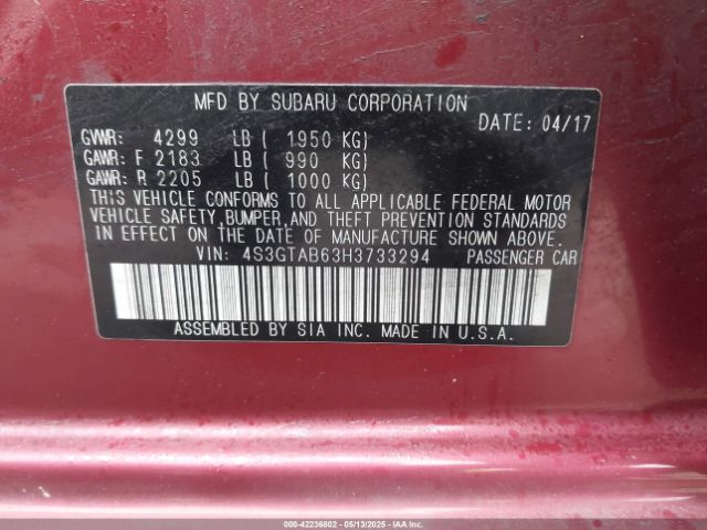 4S3GTAB63H3733294 Subaru Impreza 2.0i Premium